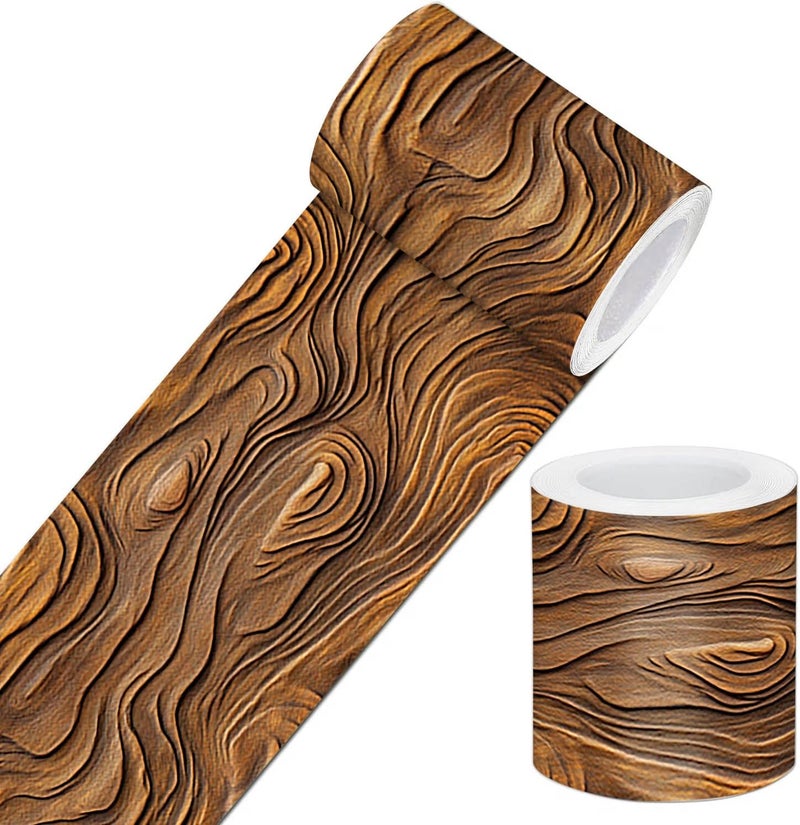 IVN Wallpaper Border Wood Texture Pattern Design 4x196 Inch Peel and Stick Wallpaper Border for Mirror Frame Bathroom Laundry Room Pool Area Living Room Wall Decor - Image 1